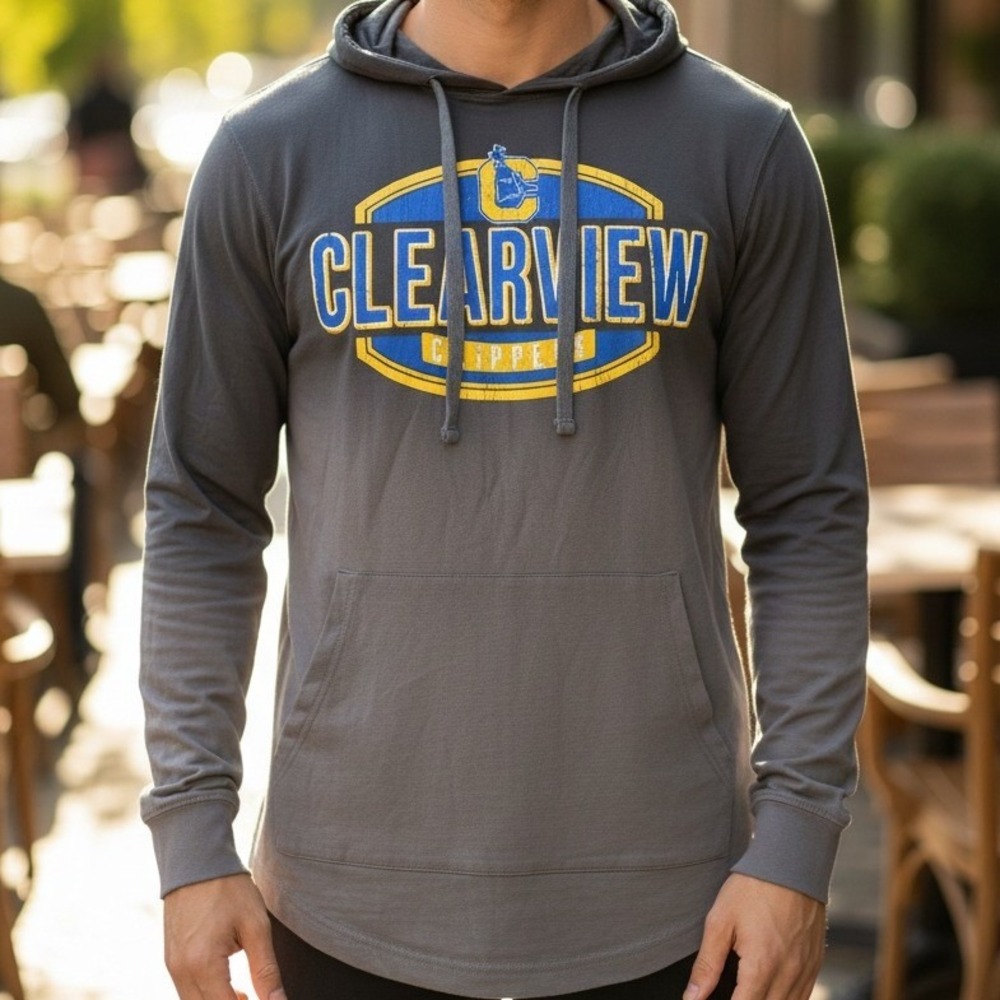 Clearview Clippers Hoodie Gray Long Sleeve‎ Pullover Athletic Mens L